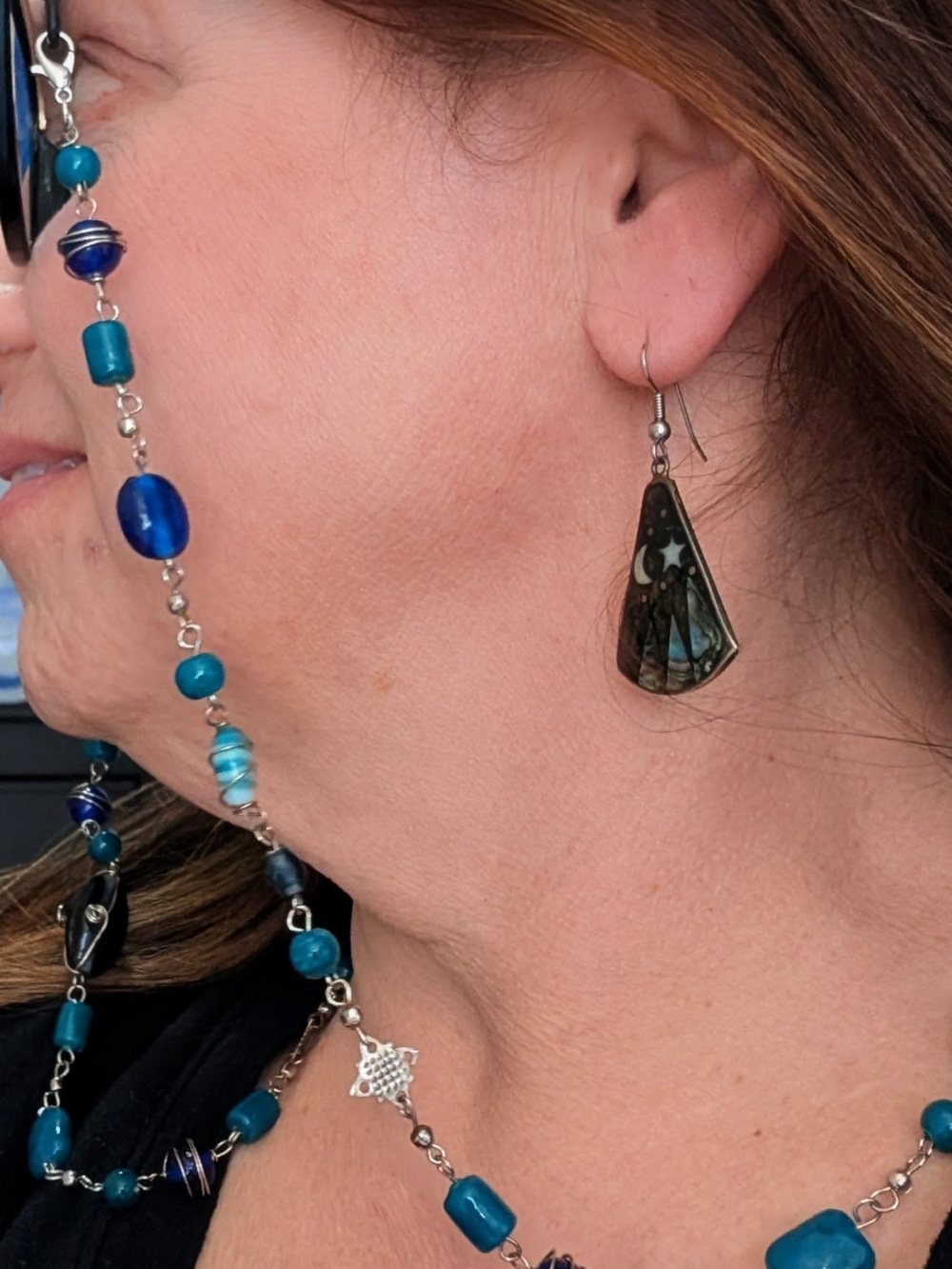 Women's Eye Glasses Chain - Blue, Teal, Silver
